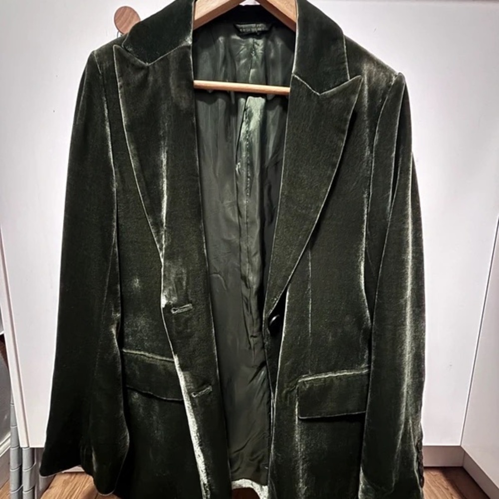 COS Dark Green Velvet Blazer